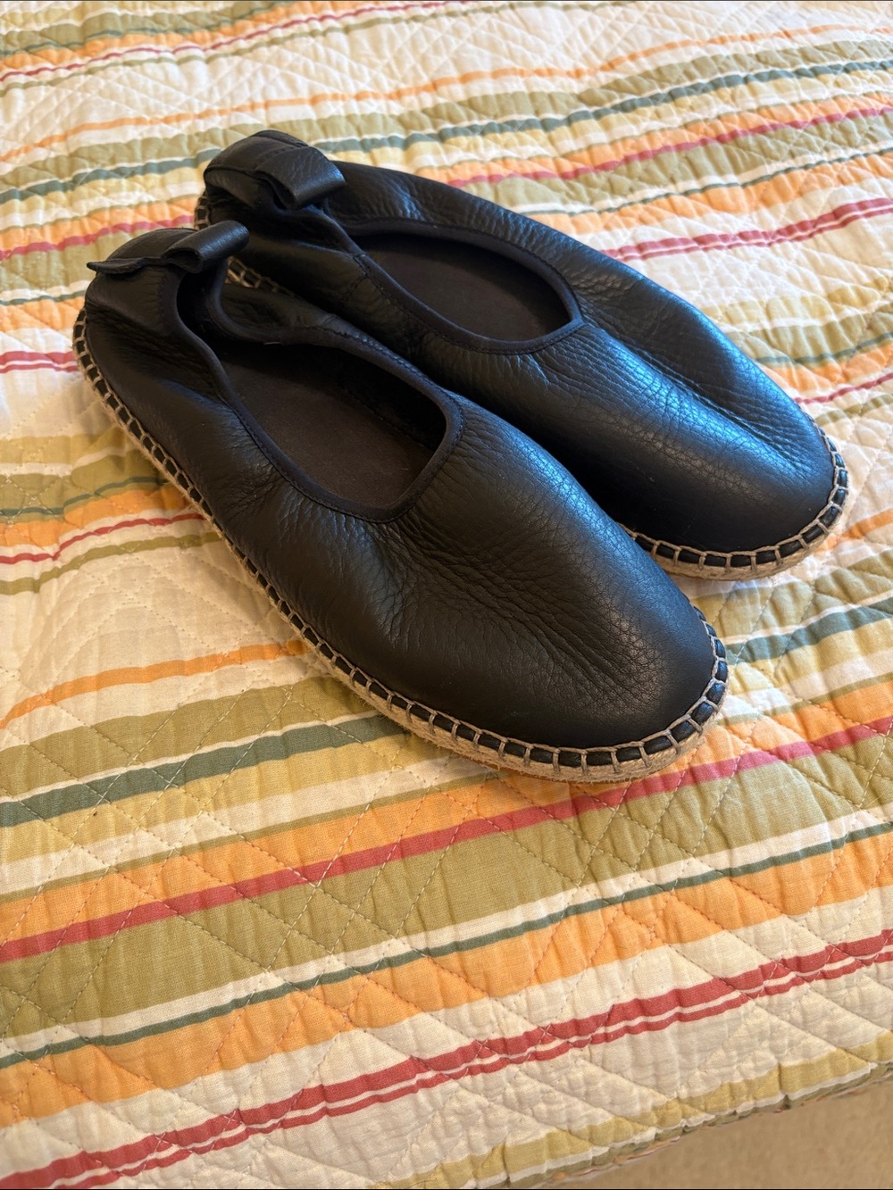 Cole Haan cloud feel Black Leather Espadrille ballerina Flats 8